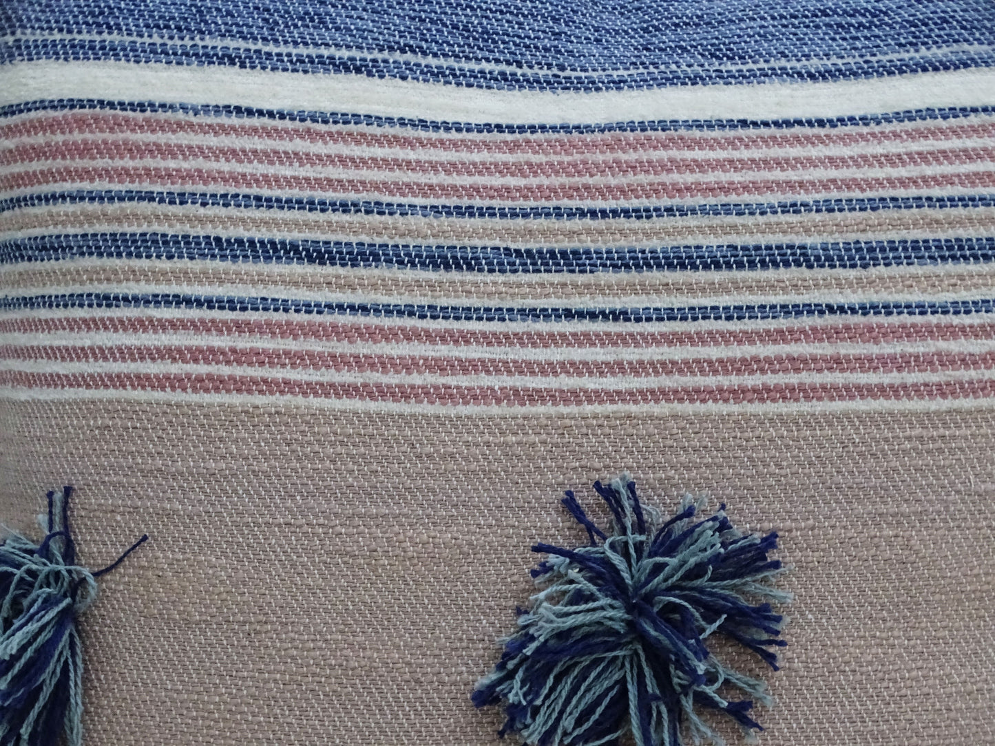 Throw Pillow with Tassels and Pom-Poms 20" x 20" Insert Included