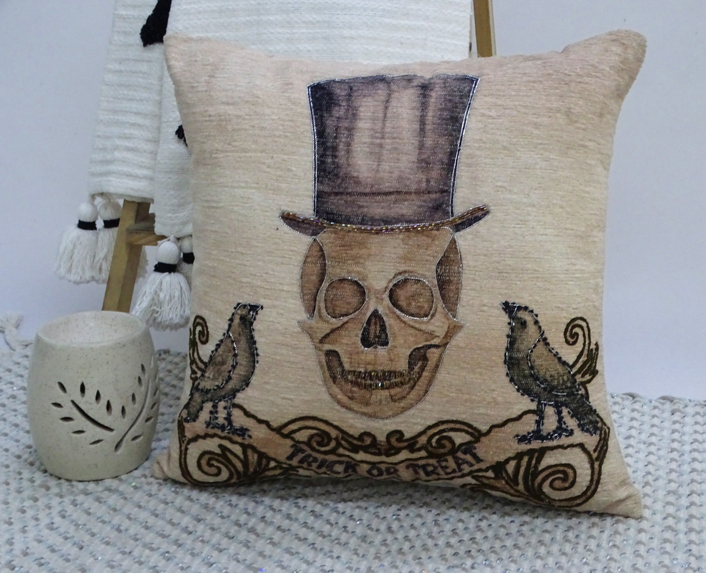 20" x 20" Halloween Embroidred Throw Pillow