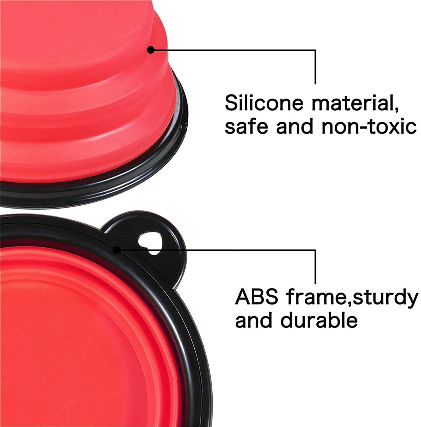 5" Portable and Foldable Small Dog Bowl-Red set of 5