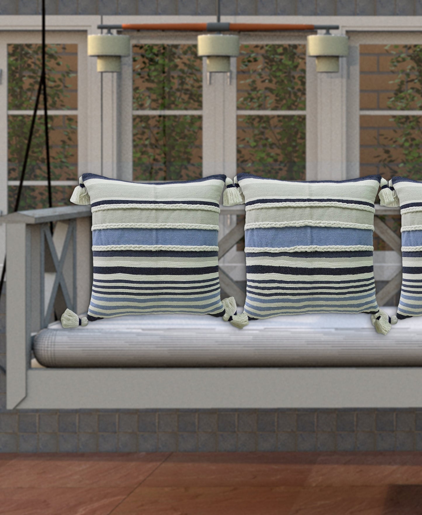 Pillow Handwoven braided Textured Stripe Decor