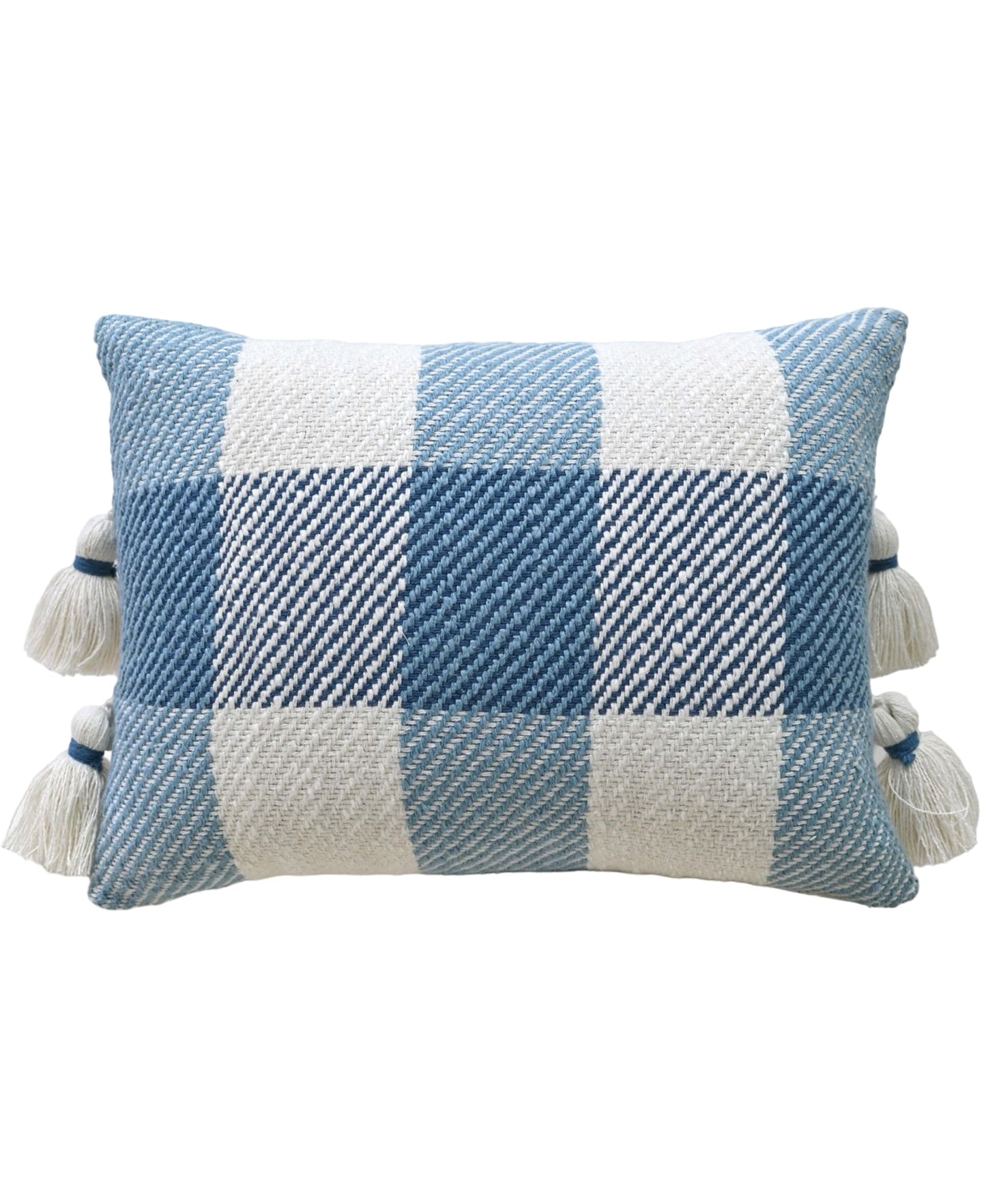 Handloom Woven Textured Plaid Decorative Pillow with Insert