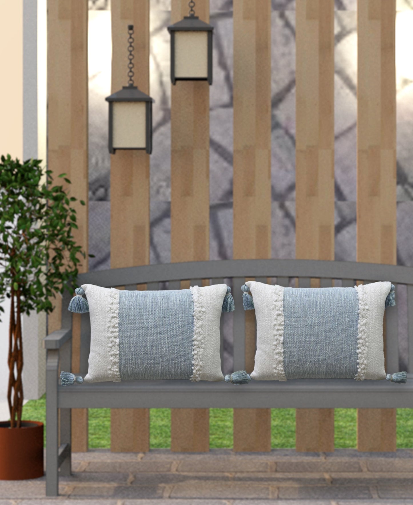 Handloom Woven Textured Decorative Pillow With Insert