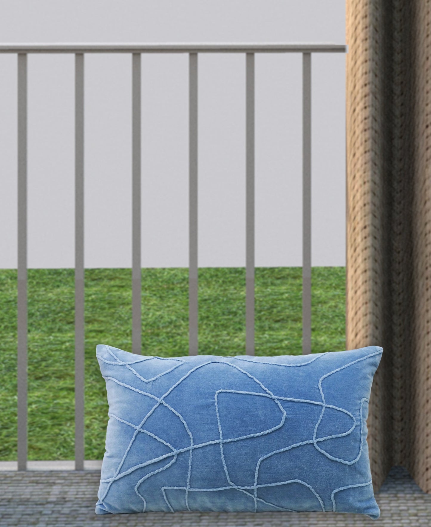 Linden Solid Velvet Embroidered Decorative Pillow 14"x24"