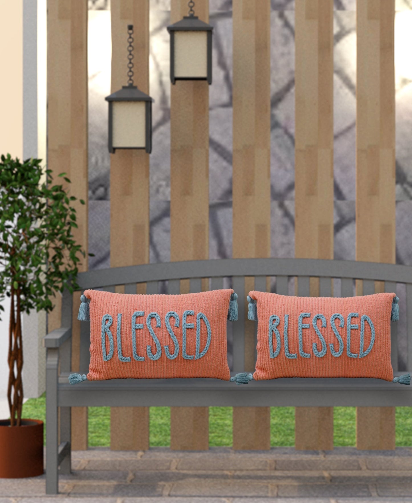 Handwoven Braid Couching Decorative Pillow, 14"X24"