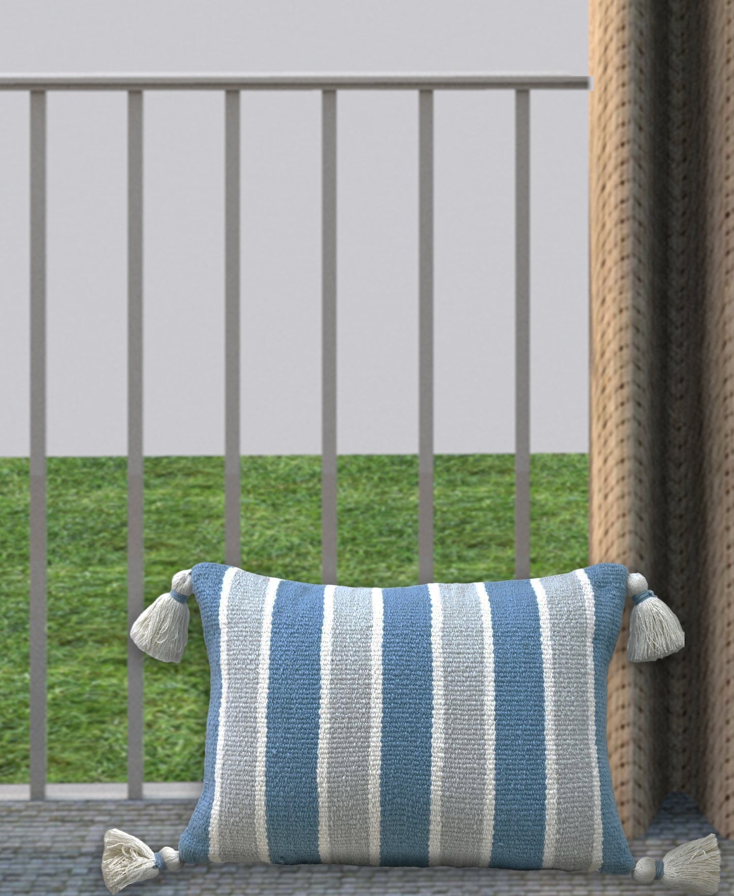 Handwoven Corner Tassels Decorative Pillow, 14''X20''