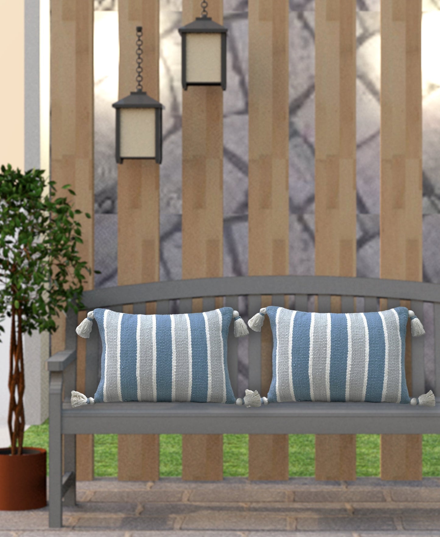 Handwoven Corner Tassels Decorative Pillow, 14''X20''