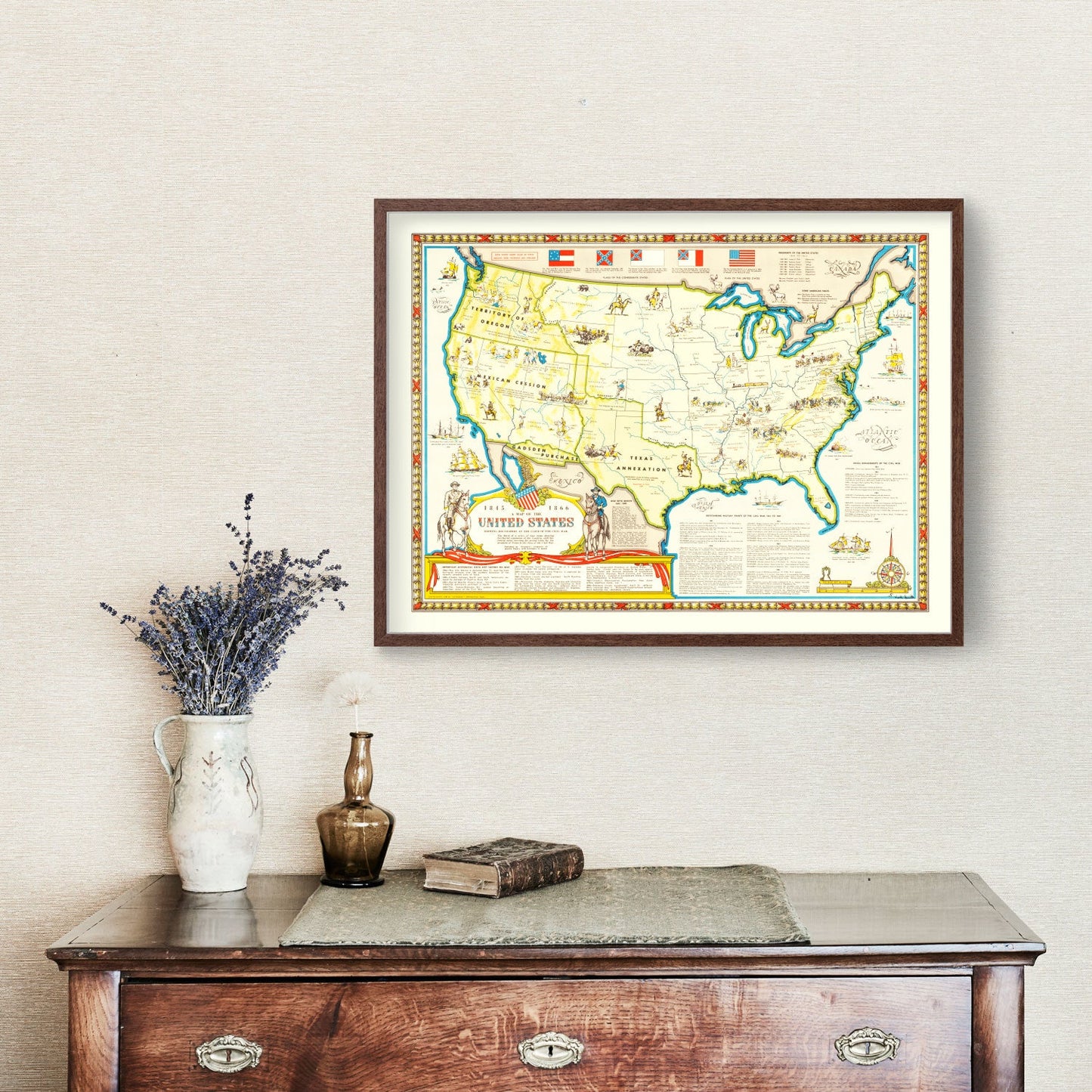 Vintage Civil War Map of the United States - Concordia Style Boutique