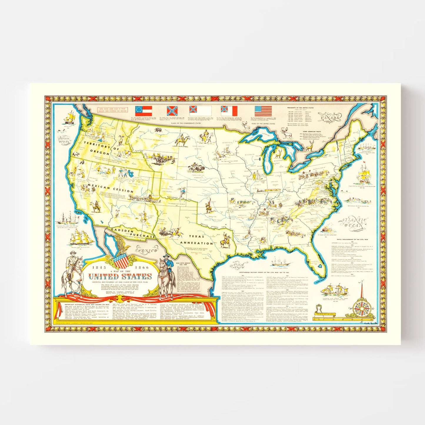 Vintage Civil War Map of the United States - Concordia Style Boutique