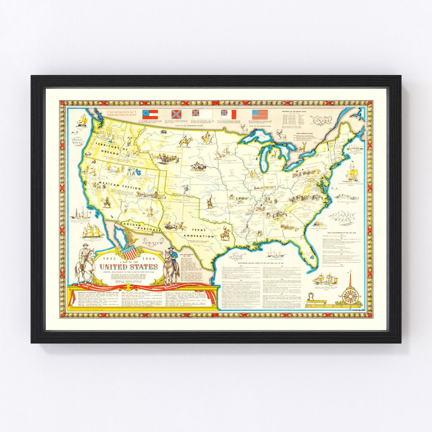 Vintage Civil War Map of the United States - Concordia Style Boutique