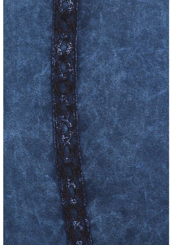 Crochet Striped Mineral Washed Capri Leggings Made in USA - Plus Size - Concordia Style Boutique