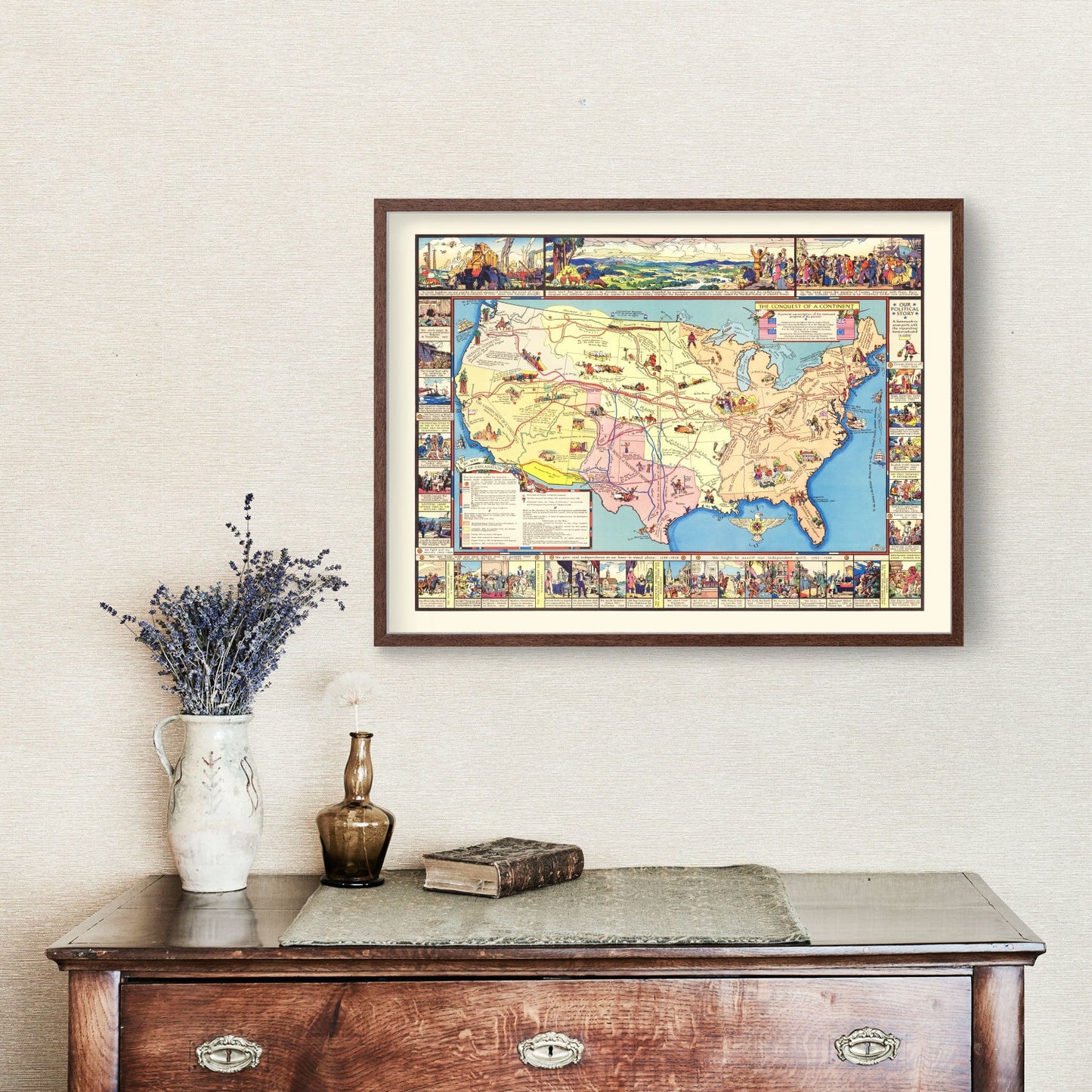 Vintage Map of America's Conquest, 1933 - Concordia Style Boutique