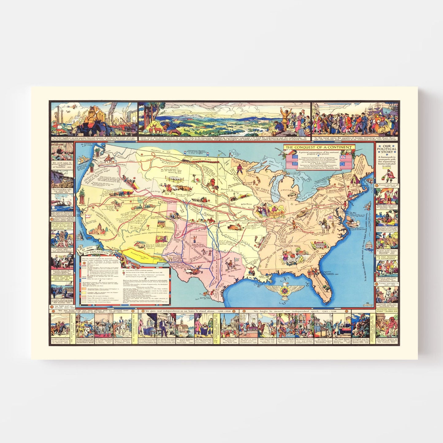 Vintage Map of America's Conquest, 1933 - Concordia Style Boutique