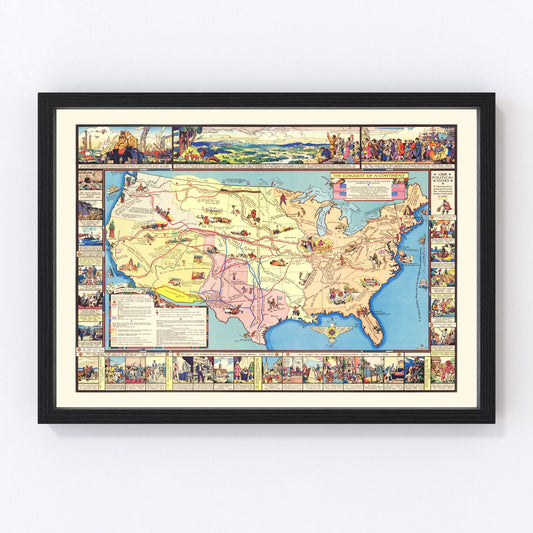 Vintage Map of America's Conquest, 1933 - Concordia Style Boutique