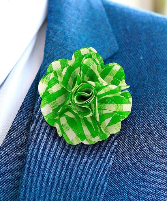 Vittorio Vico Unisex Metallic Silver Accent Plaid Flower Lapel Pin - Concordia Style Boutique