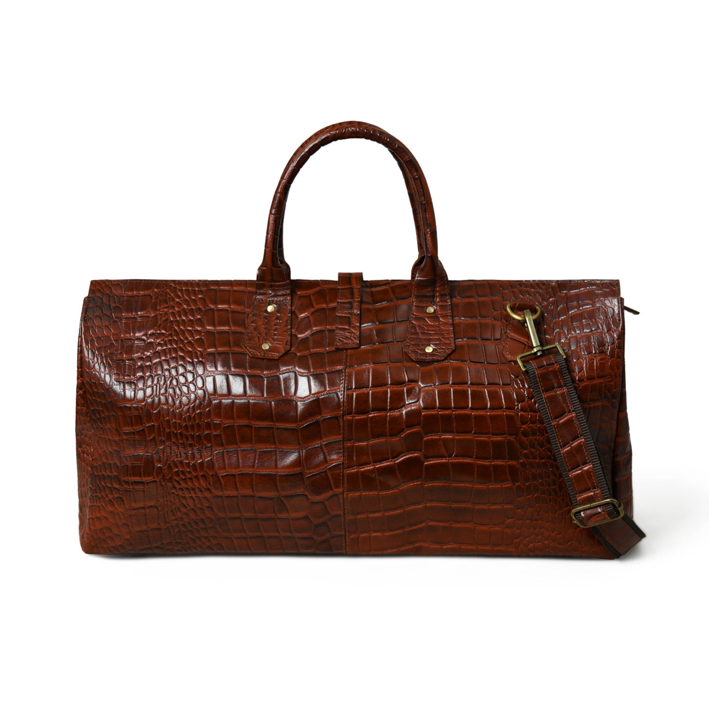 LuxeHide Brown Croco Pattern Duffle - Concordia Style Boutique