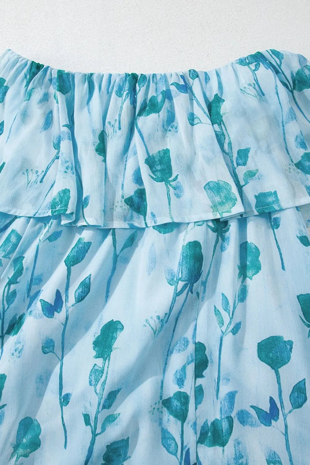 Floral Print Ruffled Side Slit Tube Top Maxi Dress - Concordia Style Boutique