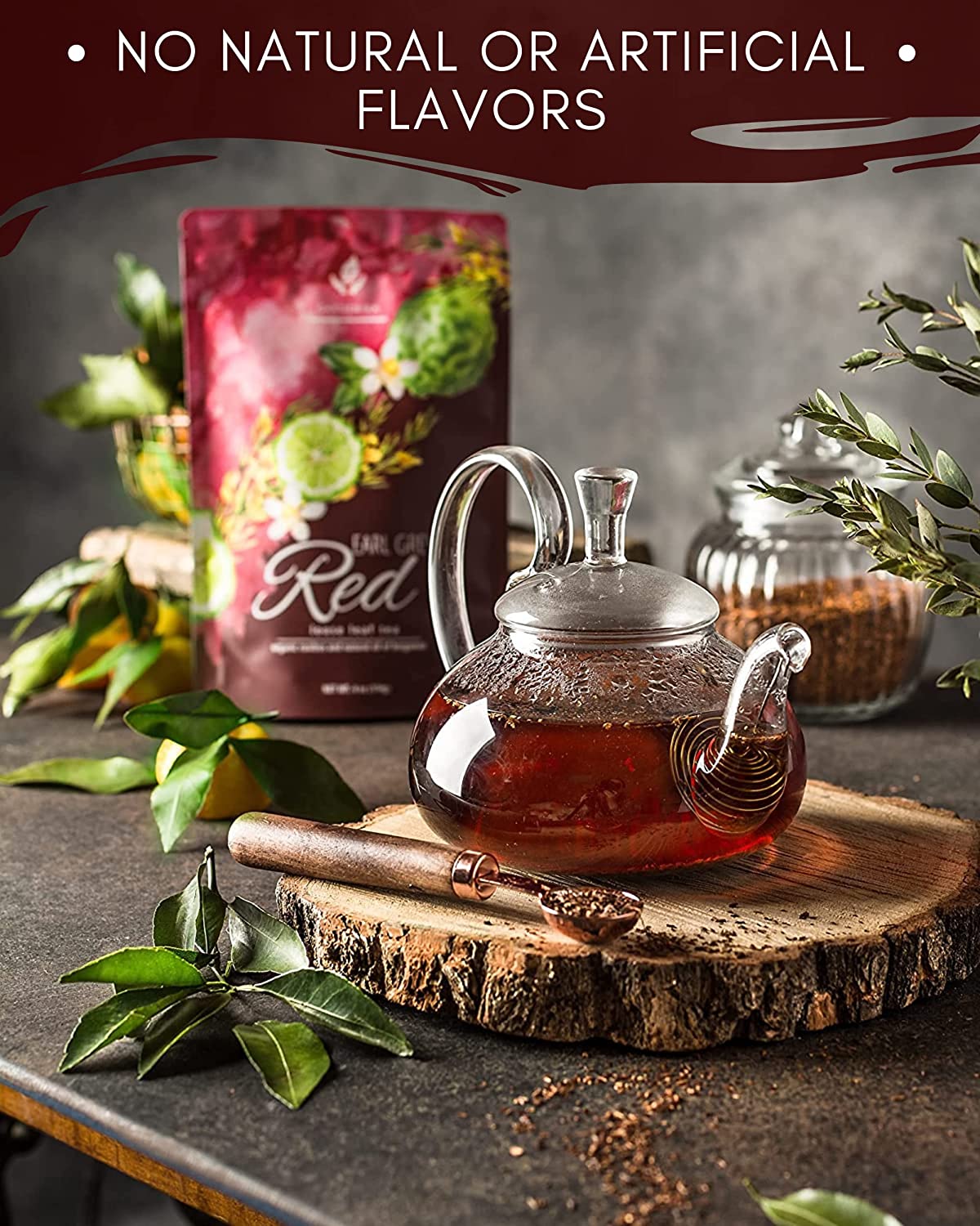 Earl Grey Rooibos Red Tea, Loose Leaf, USDA Organic, Kosher, Caffeine-Free – 4 Oz (113g)
