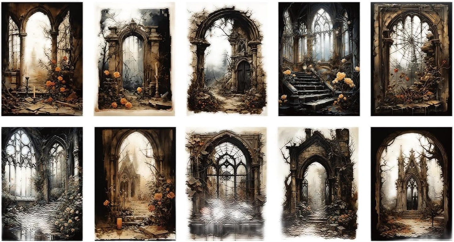 Spooky Gothic Window/Arch Halloween Greeting Cards with Envelope