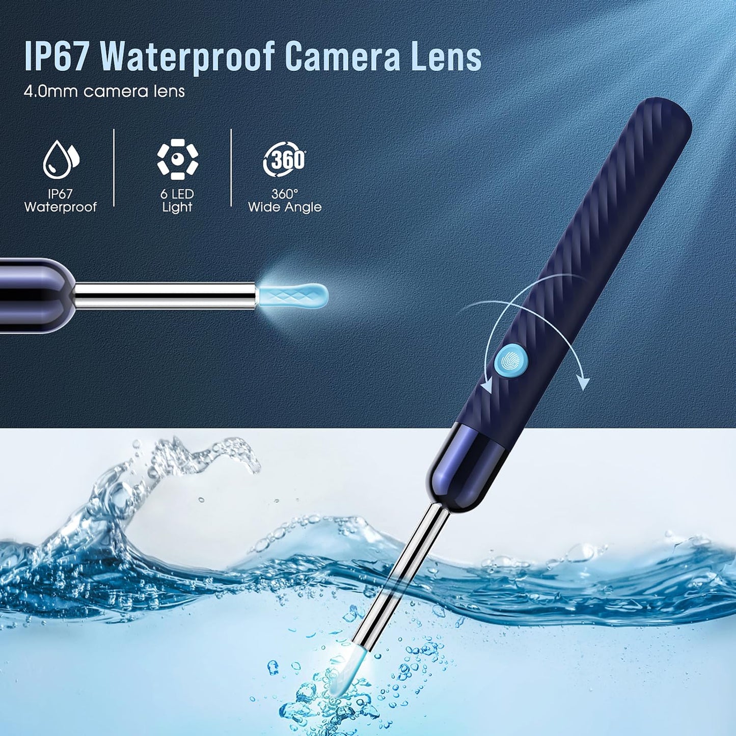 Ear Wax Removal - Earwax Remover Tool with 8 Pcs Ear Set - Ear Canal Cleaner with 1080P Camera - FSA HSA Eligible - Ear Cleaning Kit with 6 Ear Spoon - Ear Camera for iOS & Android