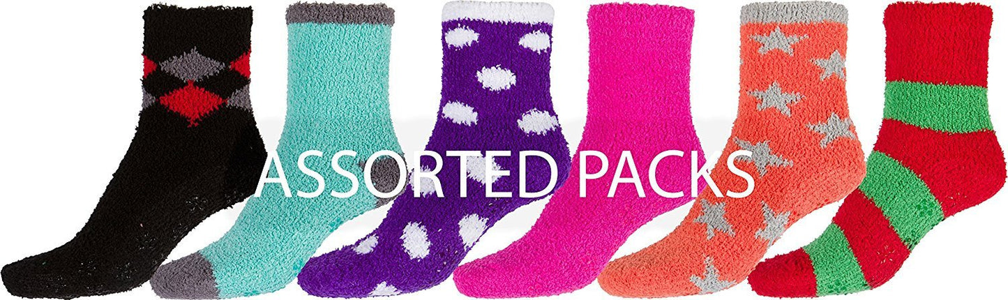 Sakkas Super Soft Anti-Slip Fuzzy Ankle Socks Value Assorted 6-Pack - Concordia Style Boutique