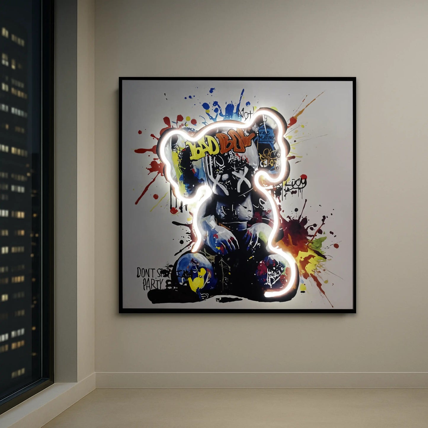 Dancing Street Art Figure LED Light – Modern LED Sculpture with X Eyes