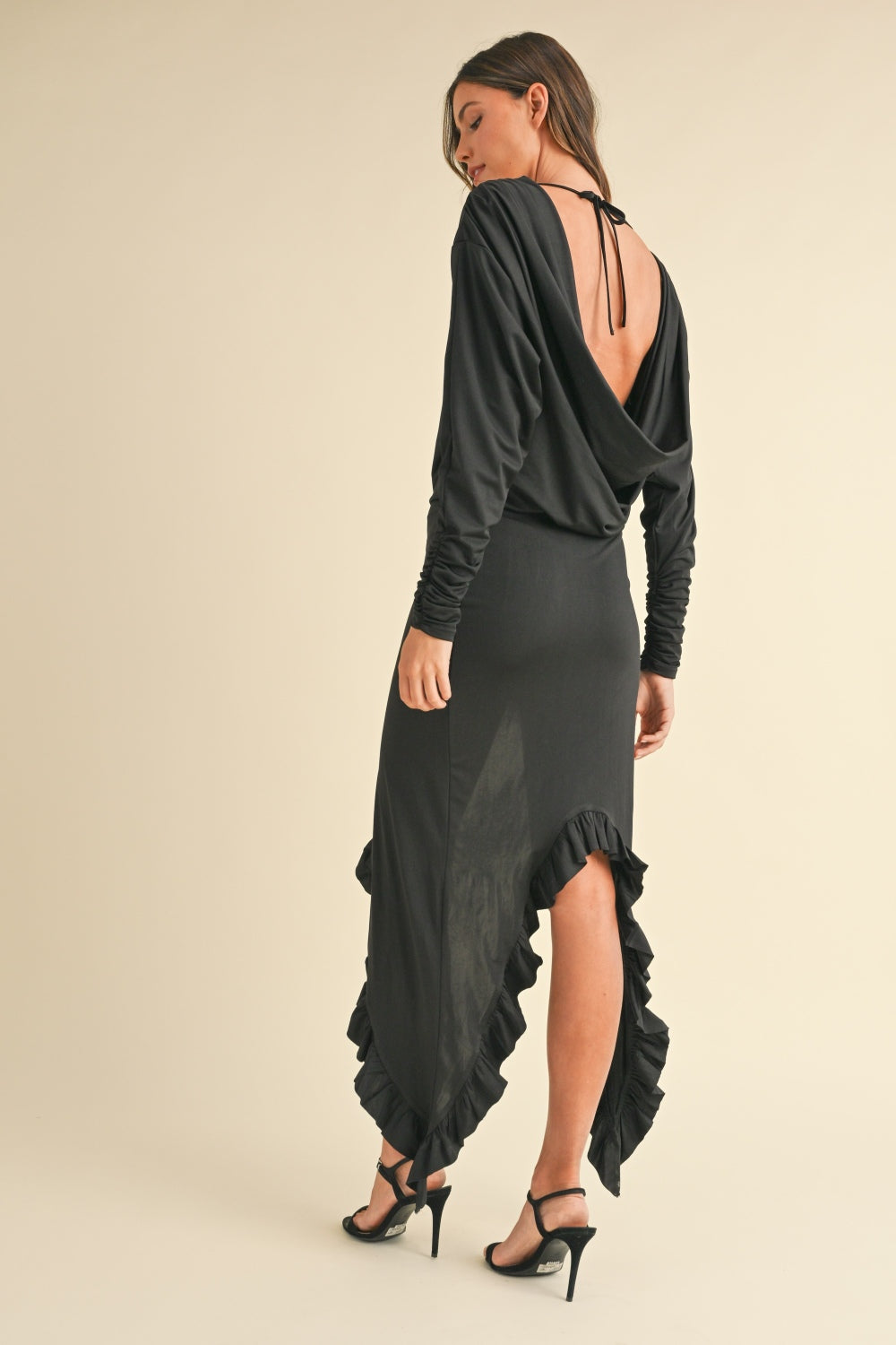 Mable Backless Asymmetric Ruffle Hem Dress - Premium Ruffle Hem Dress from Concordia Style Boutique - Just $64.42! Shop now at Concordia Style Boutique