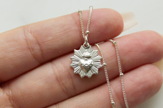 The Little Sacred Heart® minimalist scalloped necklace in sterling silver