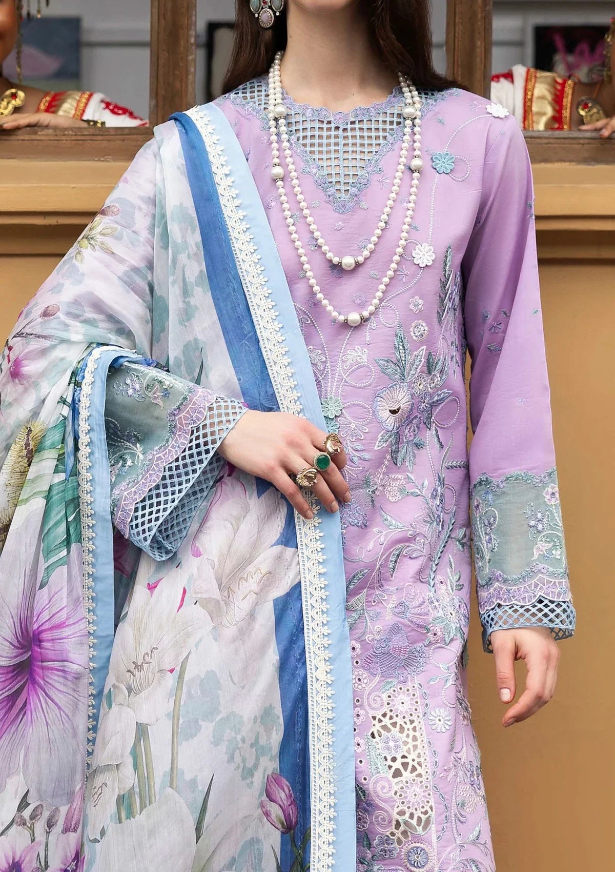 Mushq - Glowing Pulse-03 Piece Chikan Embroidered Lawn