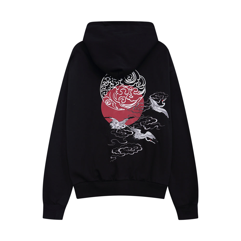 YE735 Red Suns Cranes Hoodie - Concordia Style Boutique