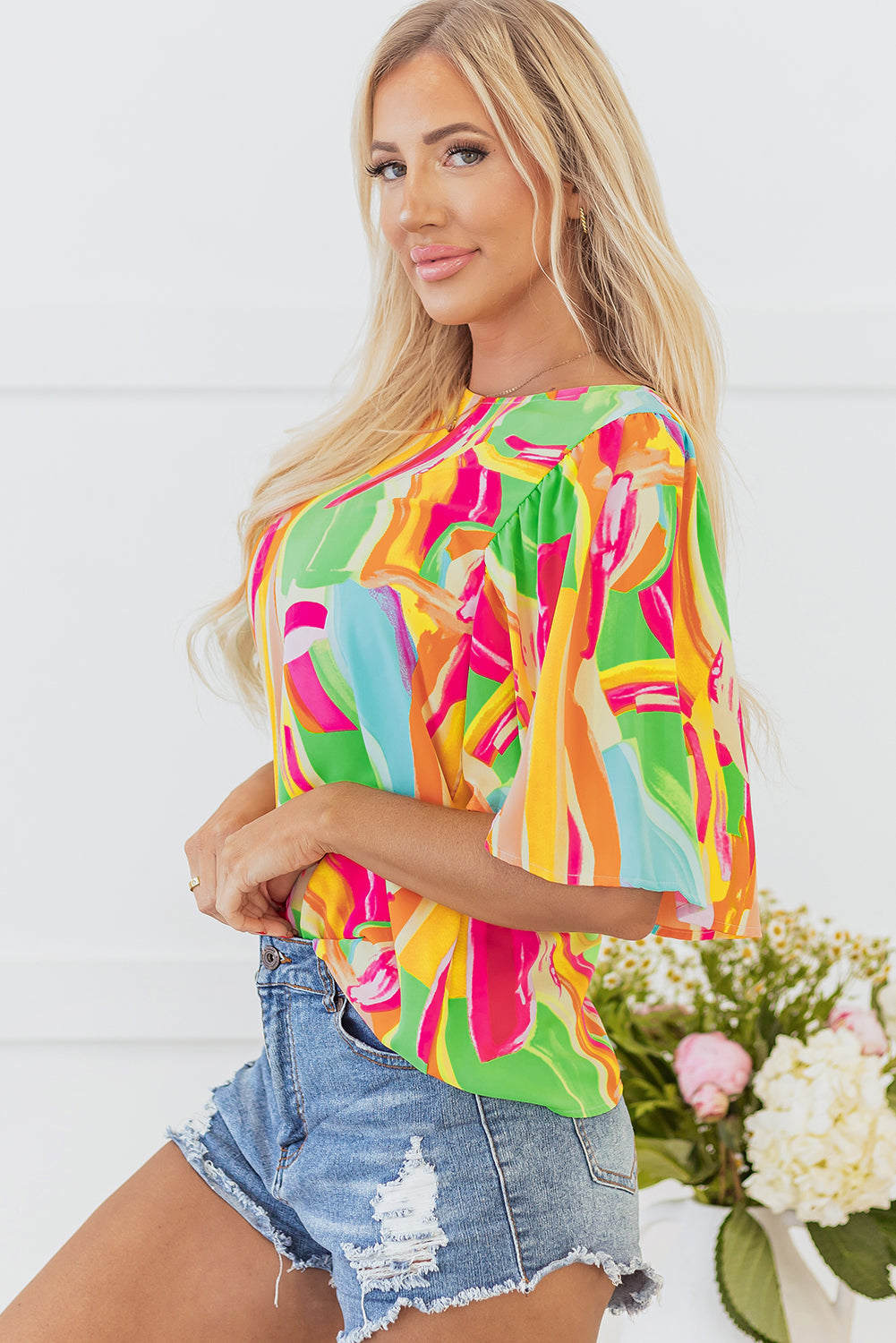 Angel Abstract Half Sleeve Blouse - Concordia Style Boutique