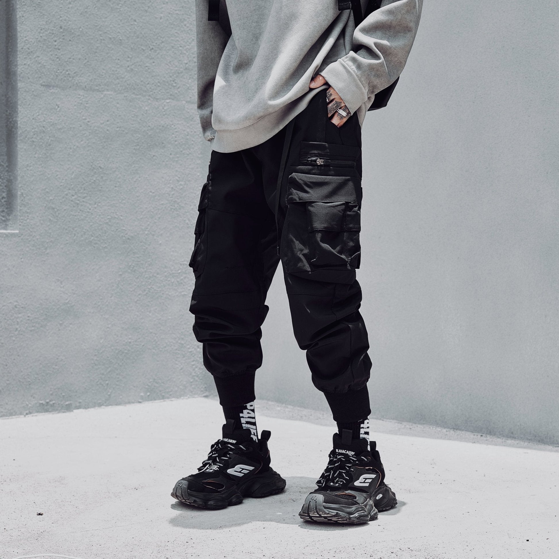 IBP442 Matte Black Cargo Joggers - Concordia Style Boutique