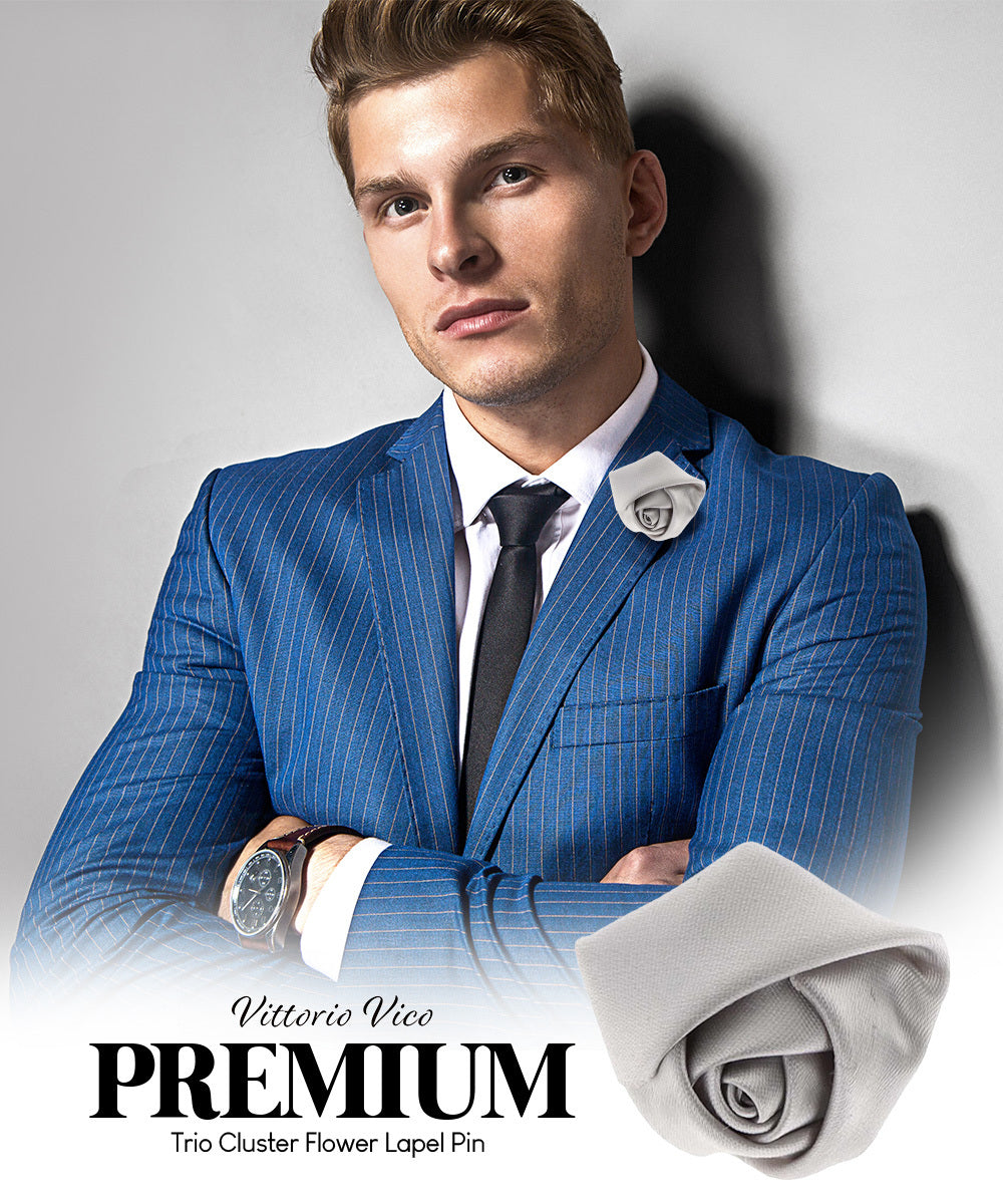 Vittorio Vico Unisex Satin Rose Bud Flower Lapel Pin