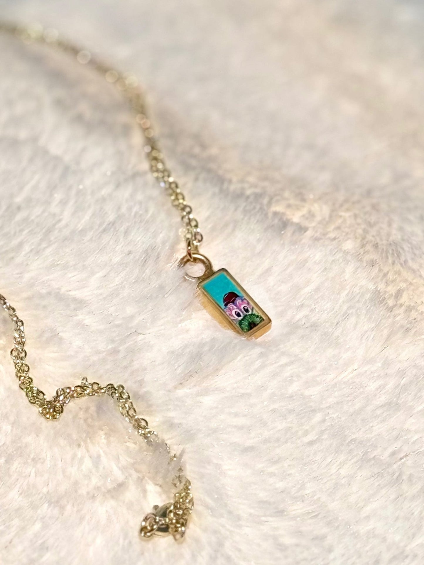 Baby Peeking Phanatic | Hand-Painted Pendant Necklace