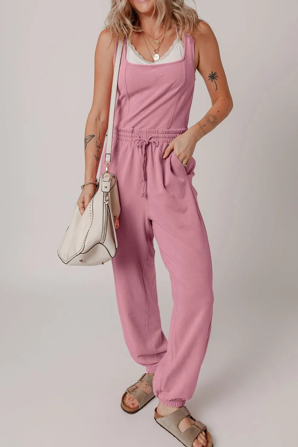 Elastic Waist Sleeveless Square Neck Jumpsuit - Concordia Style Boutique