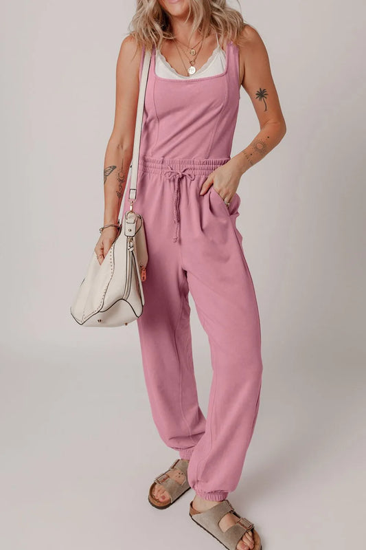 Elastic Waist Sleeveless Square Neck Jumpsuit - Concordia Style Boutique