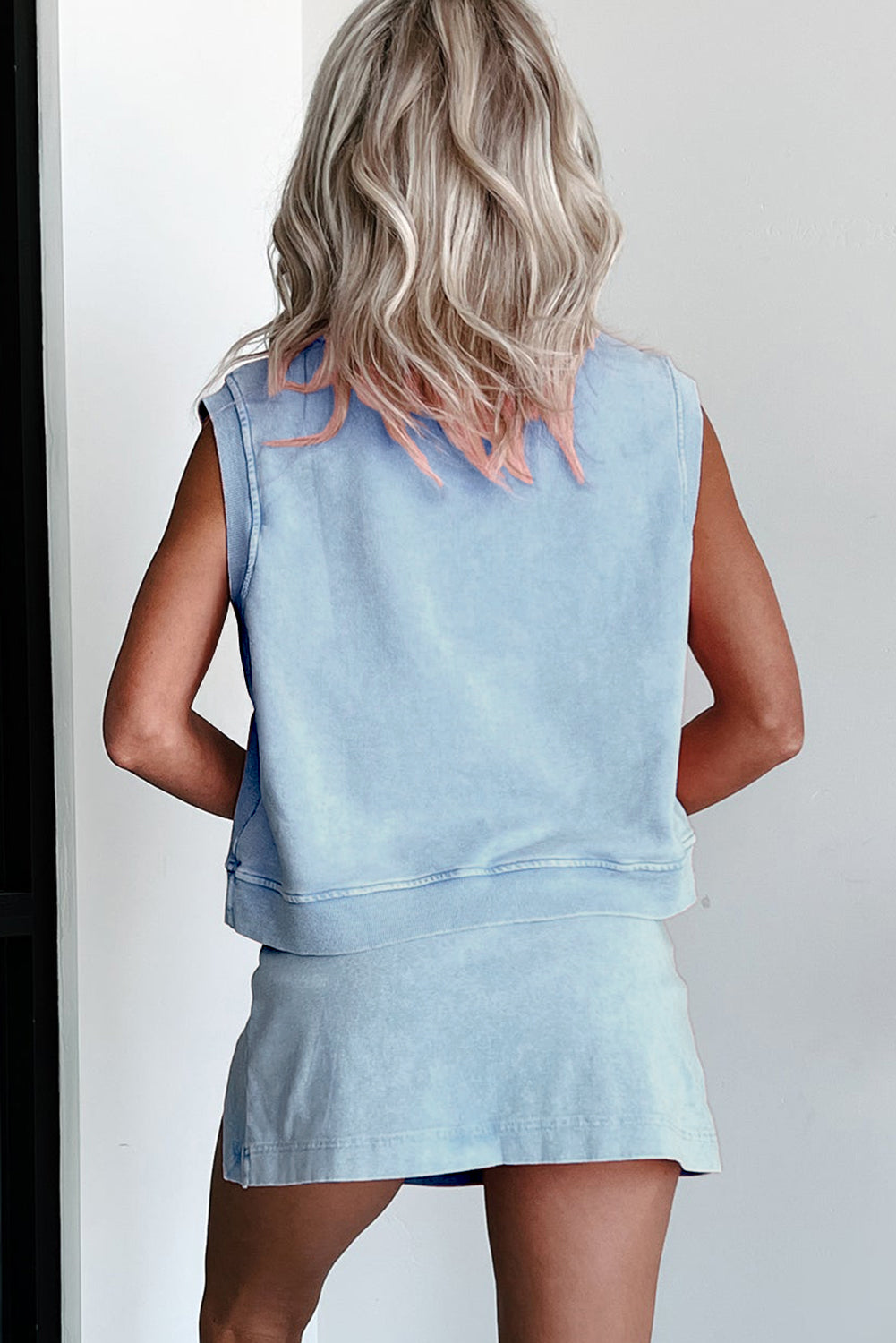 Luxury Mineral Wash Sleeveless Top and Split Skort Set - Concordia Style Boutique