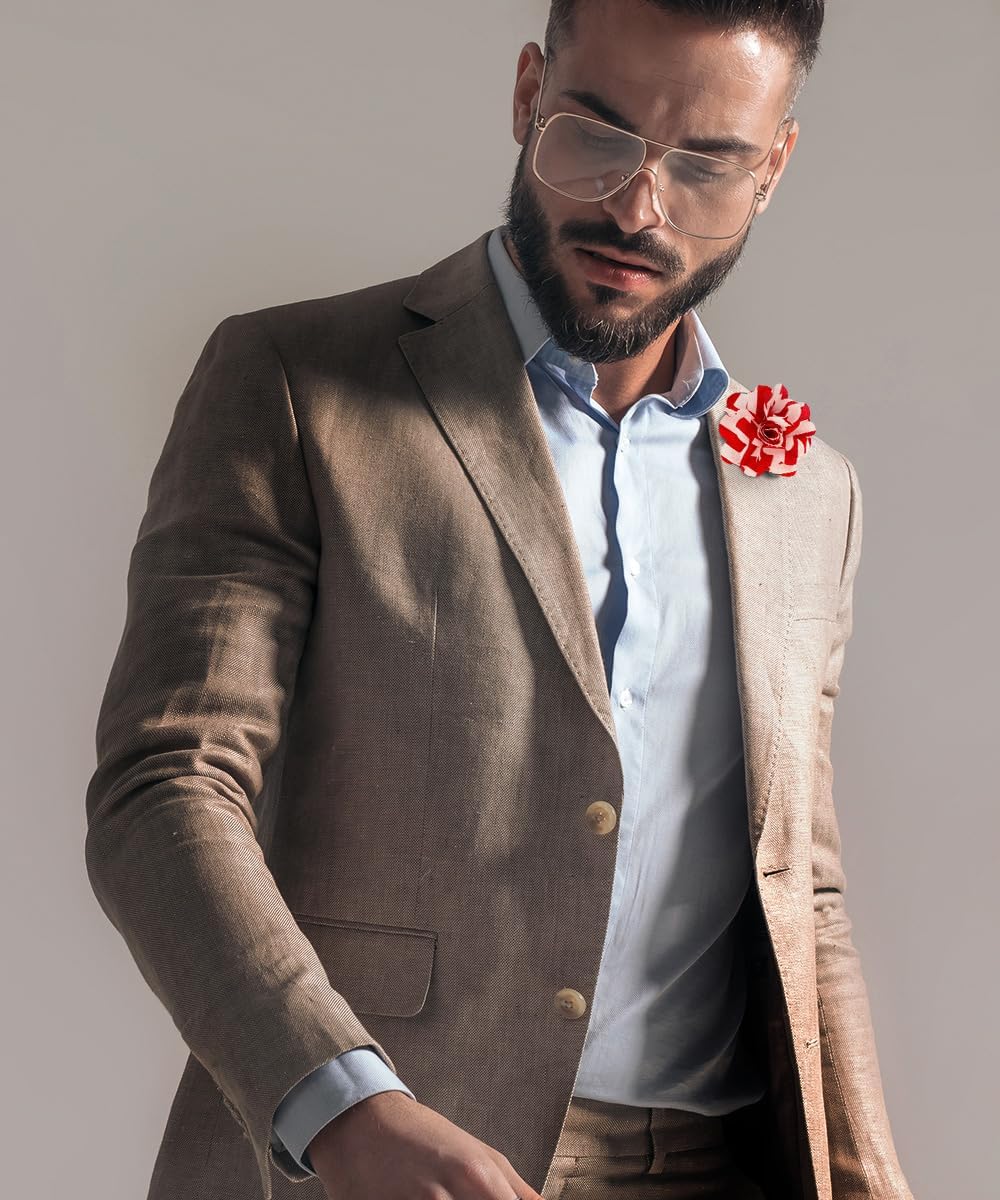 Vittorio Vico Unisex Striped Satin Flower Lapel Pin