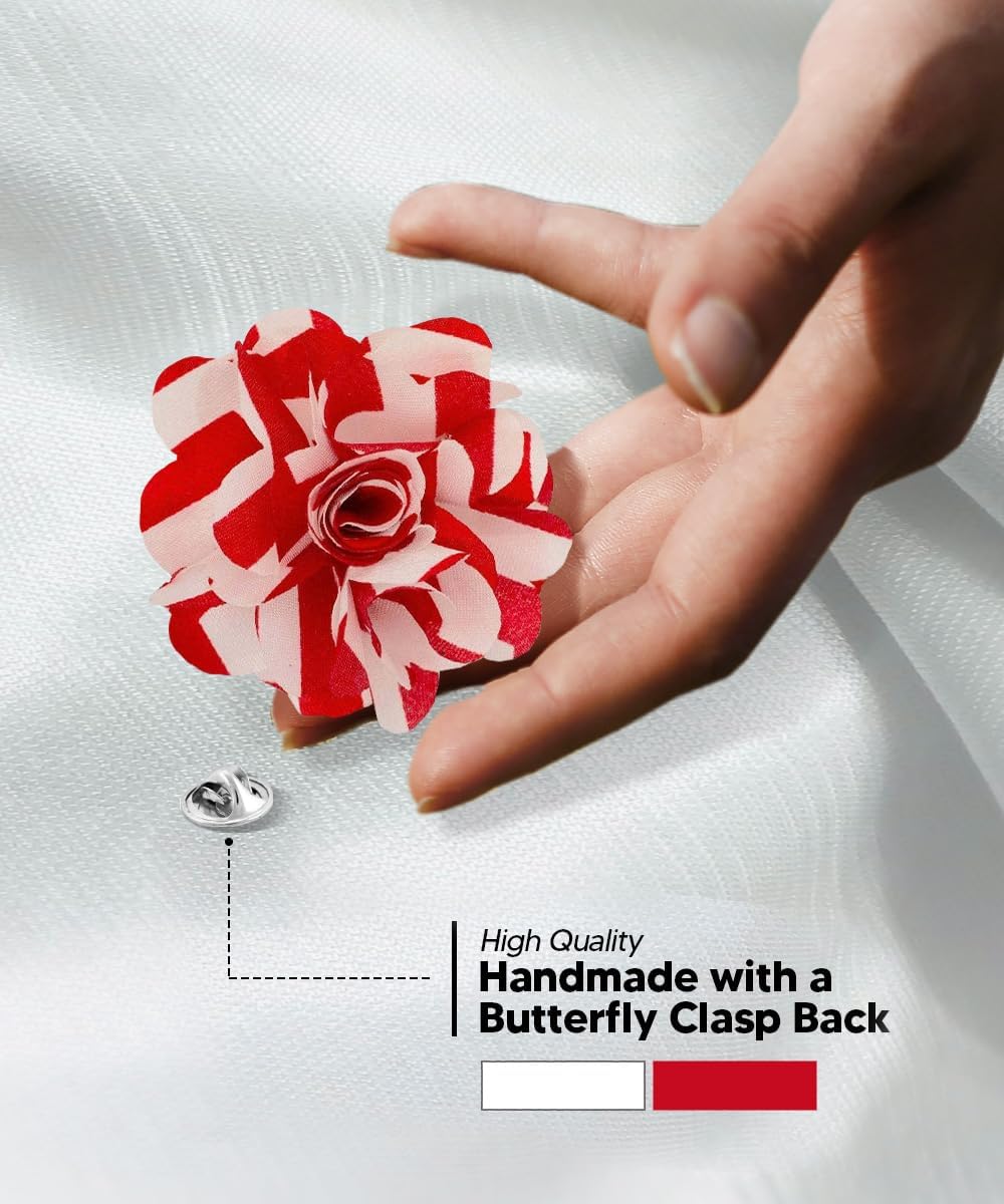 Vittorio Vico Unisex Striped Satin Flower Lapel Pin