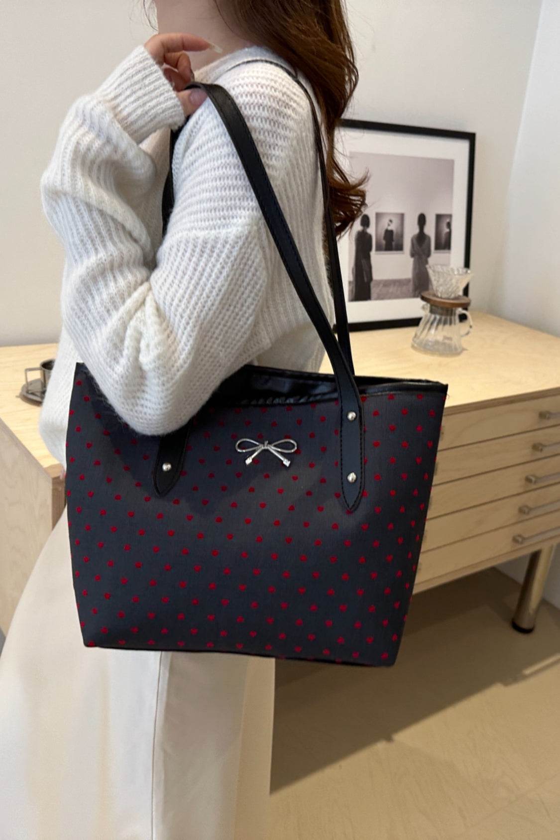 Bow Trim Polyester Tote Bag - Concordia Style Boutique