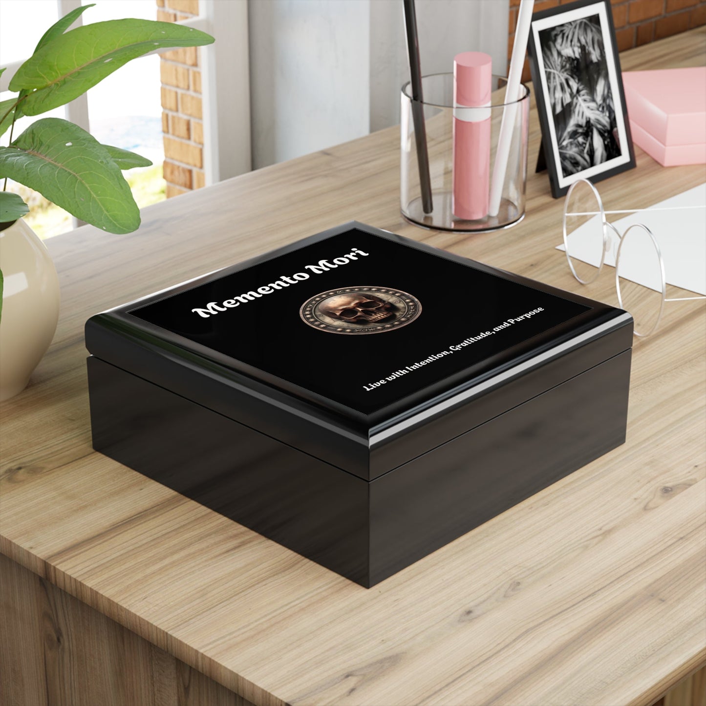 "Memento Mori" Jewelry Box for Intentional Living - "Live with Intention, Gratitude, and Purpose" - Premium Jewelry Box from Concordia Style Boutique - Just $59.33! Shop now at Concordia Style Boutique