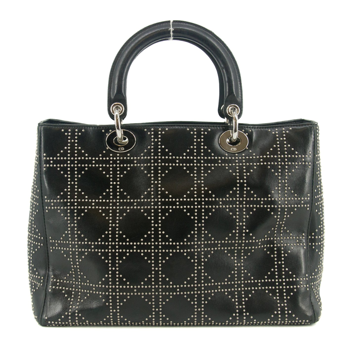 Christian Dior Leather Studded Black Lady Dior Tote Bag #8532