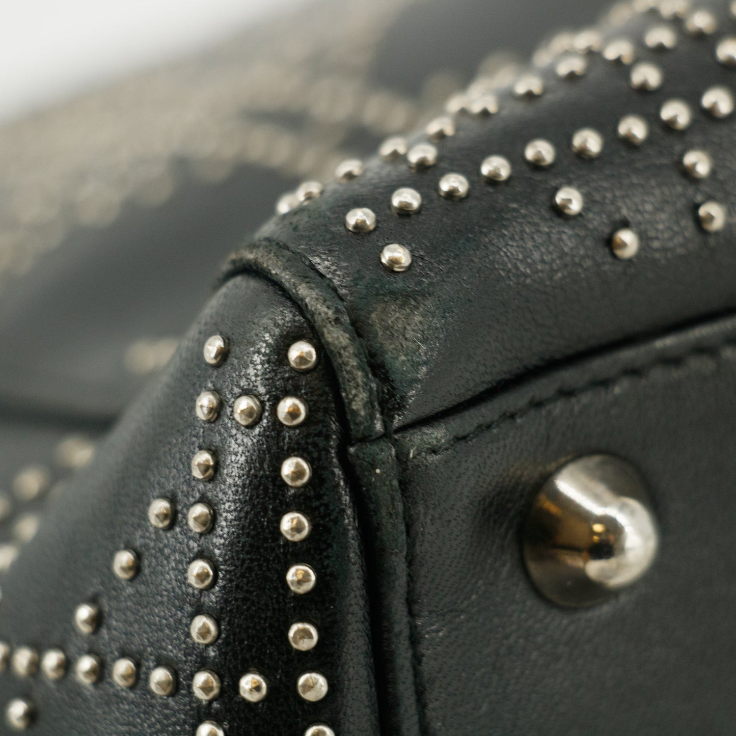 Christian Dior Leather Studded Black Lady Dior Tote Bag #8532