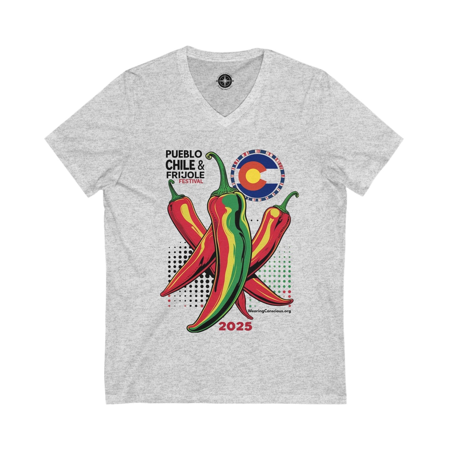 Pueblo Chile Festival V-Neck Vibrant Graphic Tee