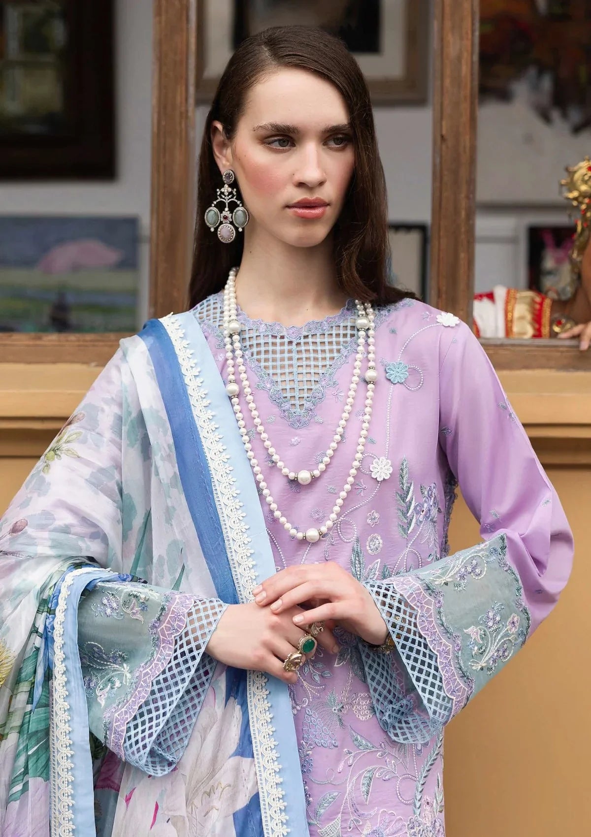 Mushq - Glowing Pulse-03 Piece Chikan Embroidered Lawn