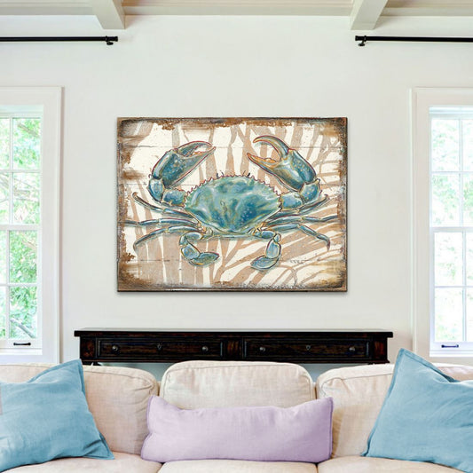 Tangerang Crab Wooden Coastal Wall Art by Nature Wonders - Coastal Sea-Life Decor - 95224-2B