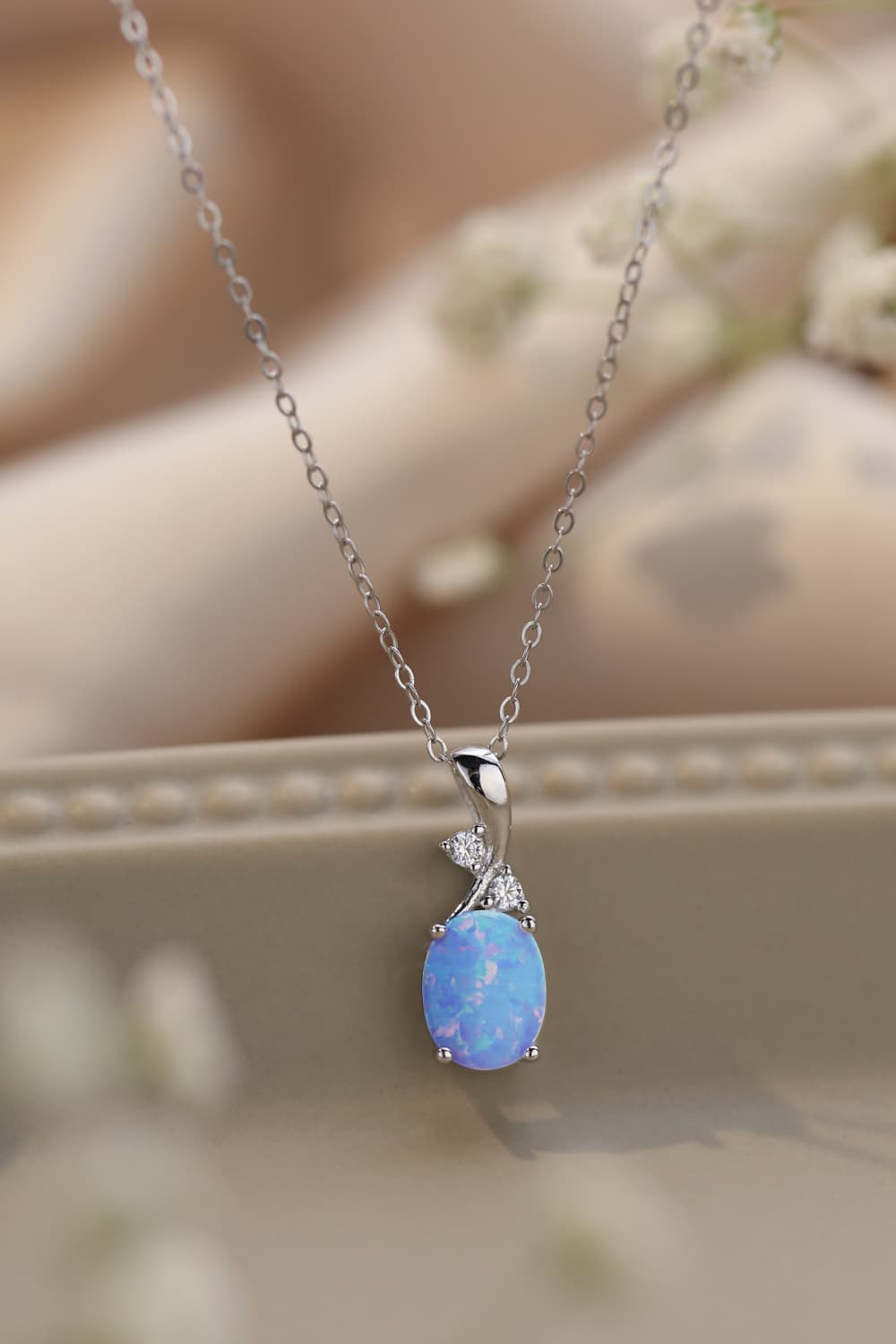 Opal Oval Pendant Chain Necklace - Concordia Style Boutique