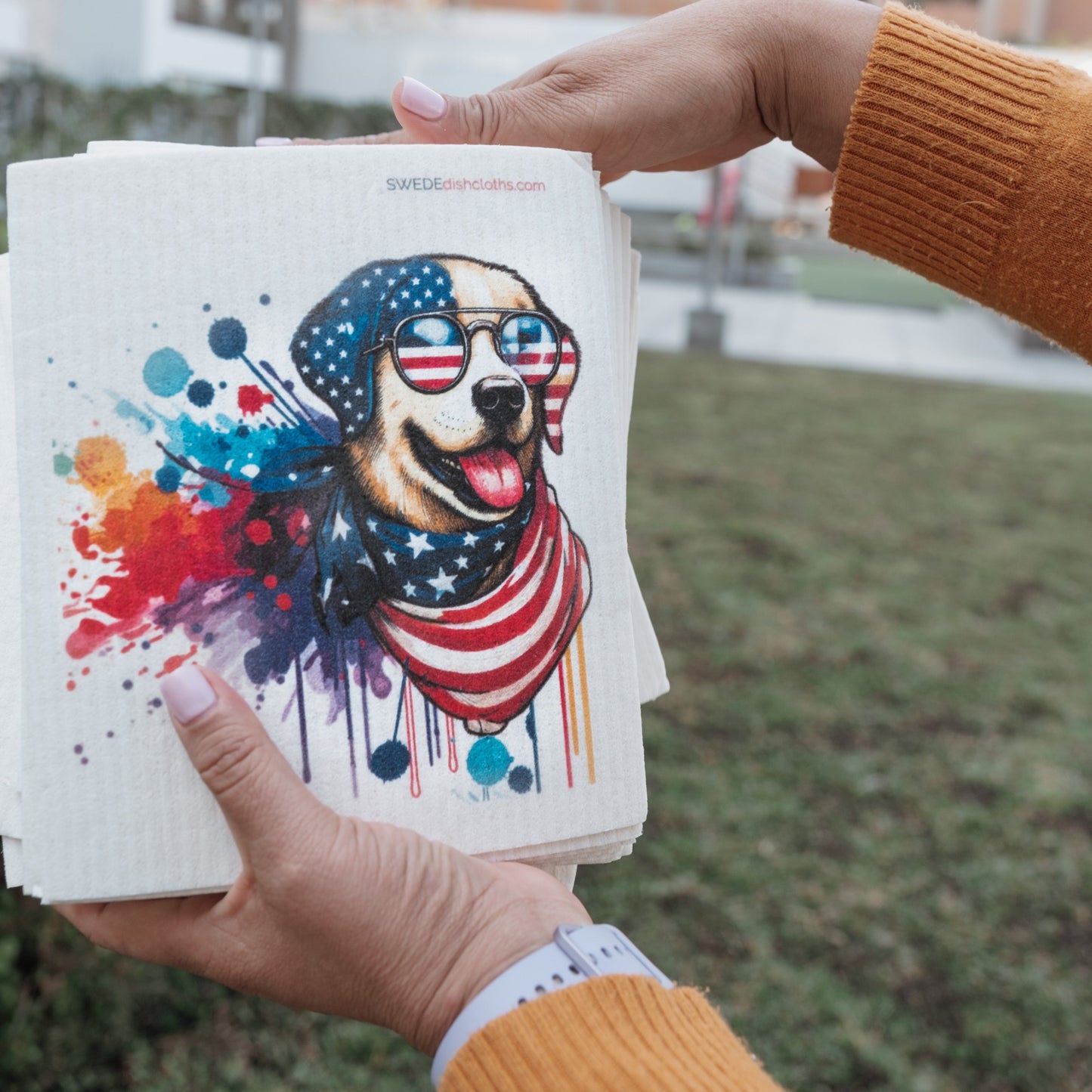 Eco-Friendly Swedish Dishcloths - Patriotic Lab Set of 3 (Paper Towel Replacements) - Concordia Style Boutique