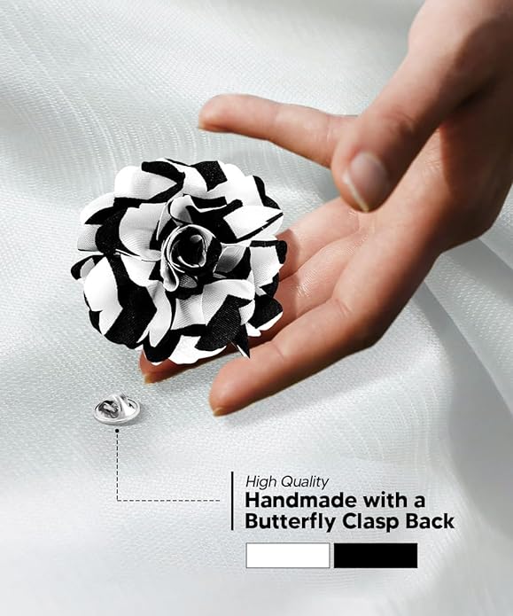 Vittorio Vico Unisex Striped Satin Flower Lapel Pin