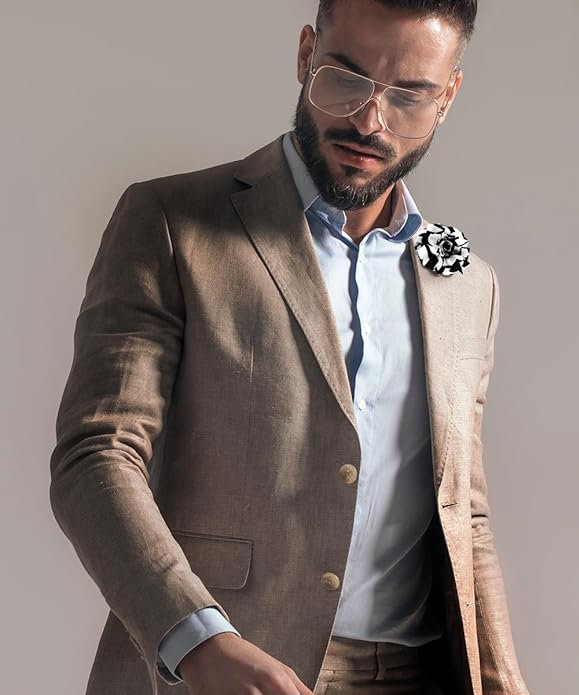 Vittorio Vico Unisex Striped Satin Flower Lapel Pin