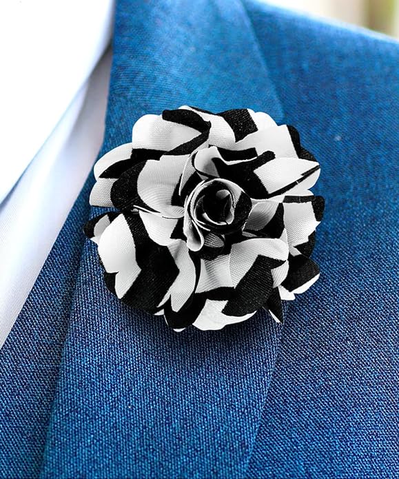 Vittorio Vico Unisex Striped Satin Flower Lapel Pin